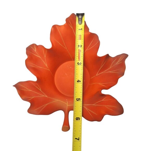Party Lite Leaf Candle Holder Fall Leaves Oak‎ Maple Red Ceramic 7 Inch Autumn - Picture 4 of 5